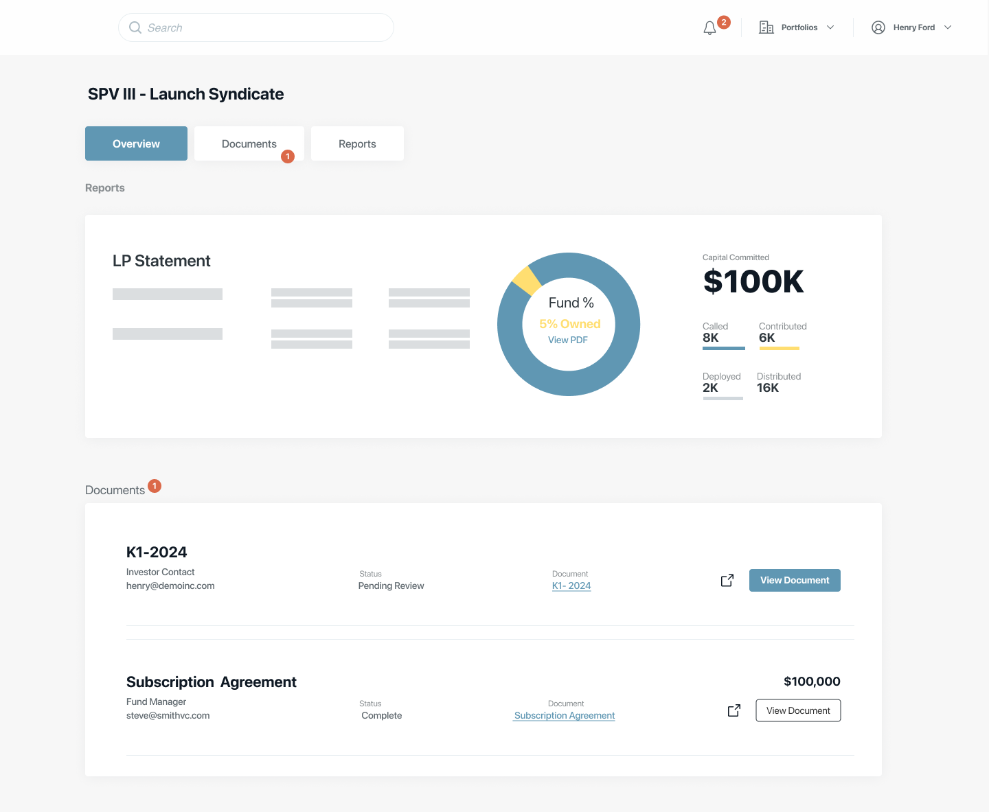 Reporting & Records Example UI